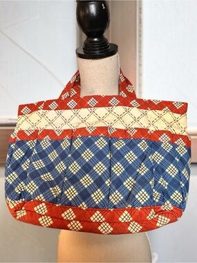 Quilted Tote Bag in Patchwork Pattern Multi-Pockets Large Craft Bag, CountryCore